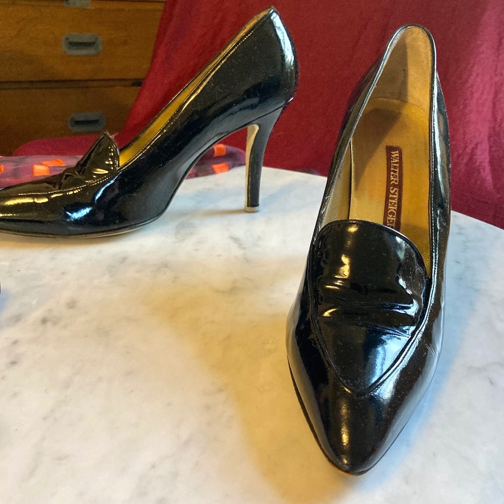 Walter Steiger Vintage Patent Leather Loafer Pumps Size 9